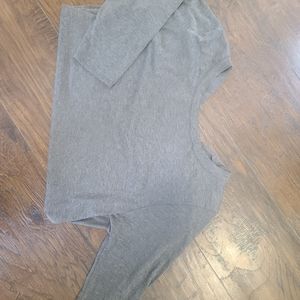 Medium Gray 3/4 sleeve buckle top